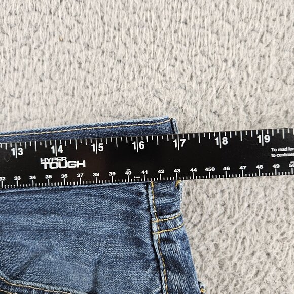 Levis 550‎ Shorts Womens 34 Blue Denim Relaxed Fit Cutoff Frayed Hem Casual - Picture 8 of 16